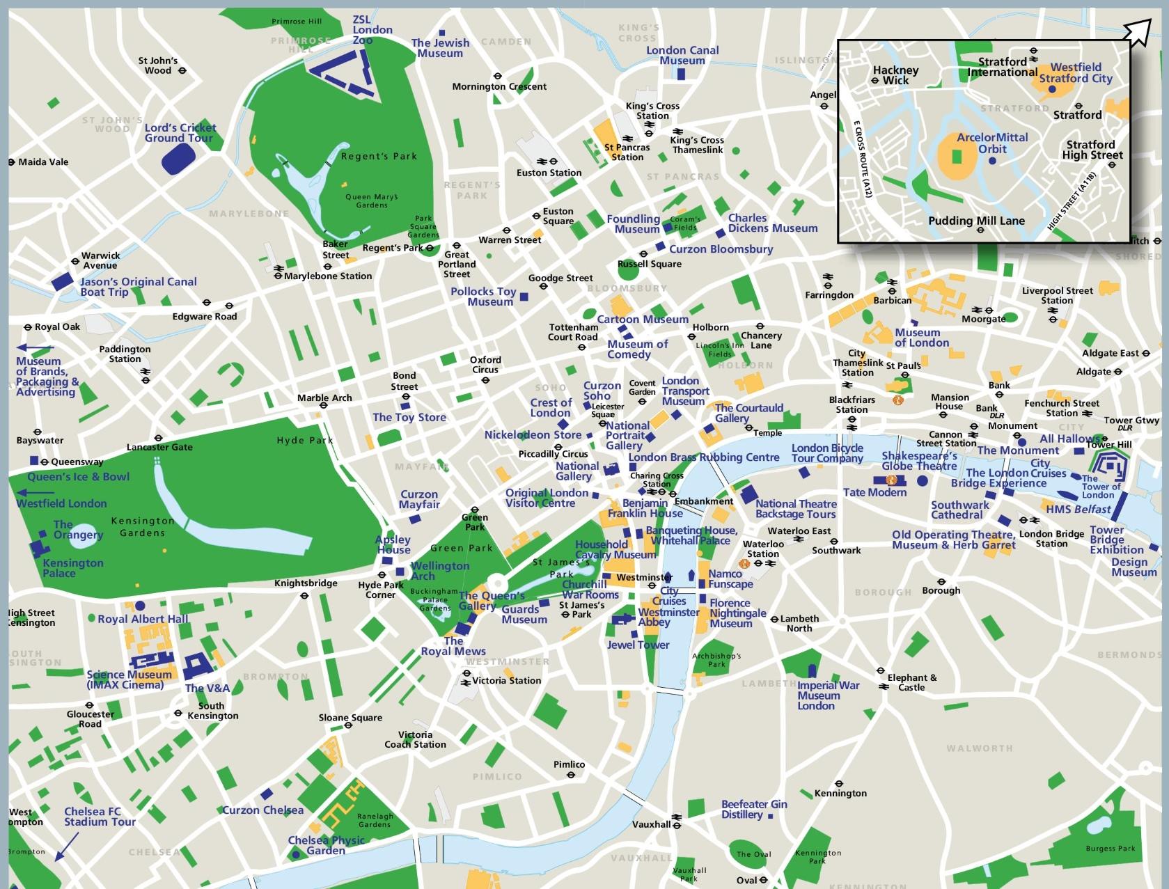 London tourist map - Turist karta över London (England)